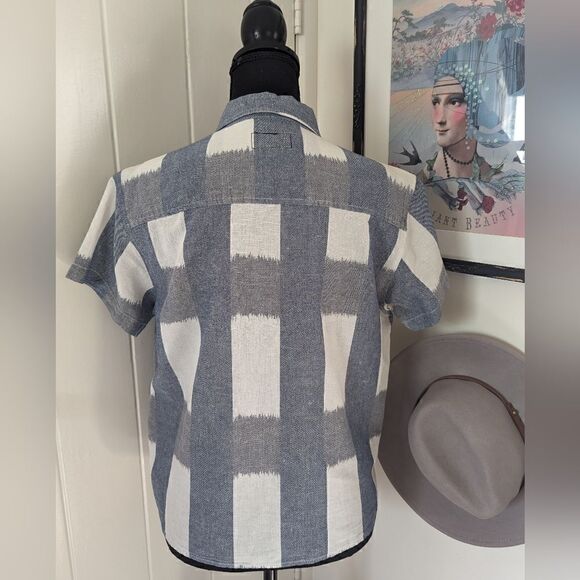Current/Elliott Linen Shirt S Coastal Preppy Academia Minimalist Retro Chic - Picture 7 of 12